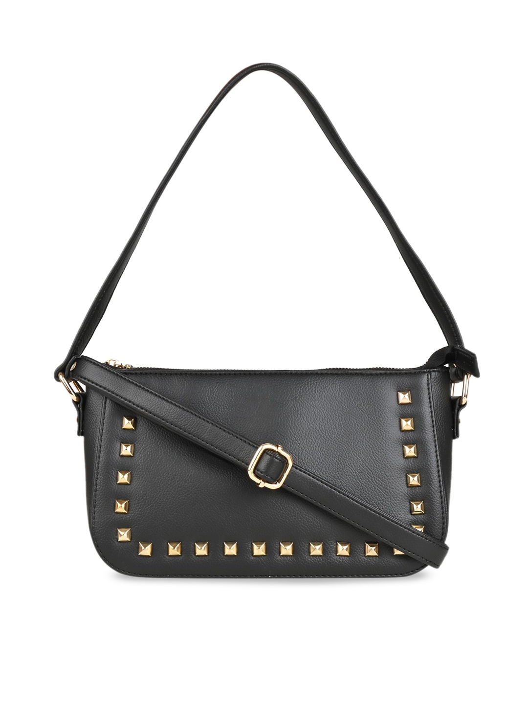 

HORRA Black Embellished PU Structured Sling Bag