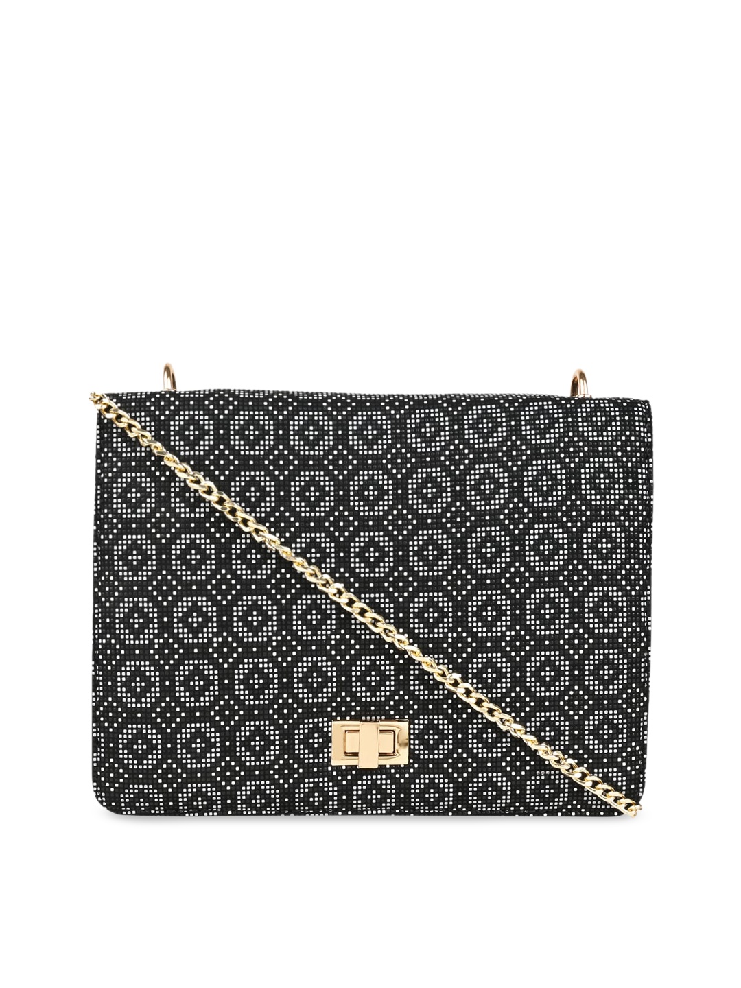 

HORRA Black Geometric PU Structured Sling Bag