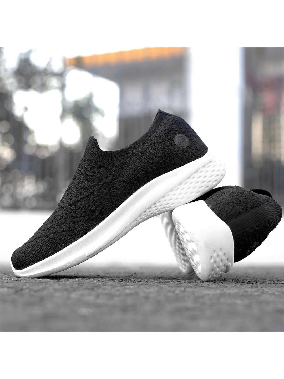 

bacca bucci Women Black Mesh Slip On Walking Shoes