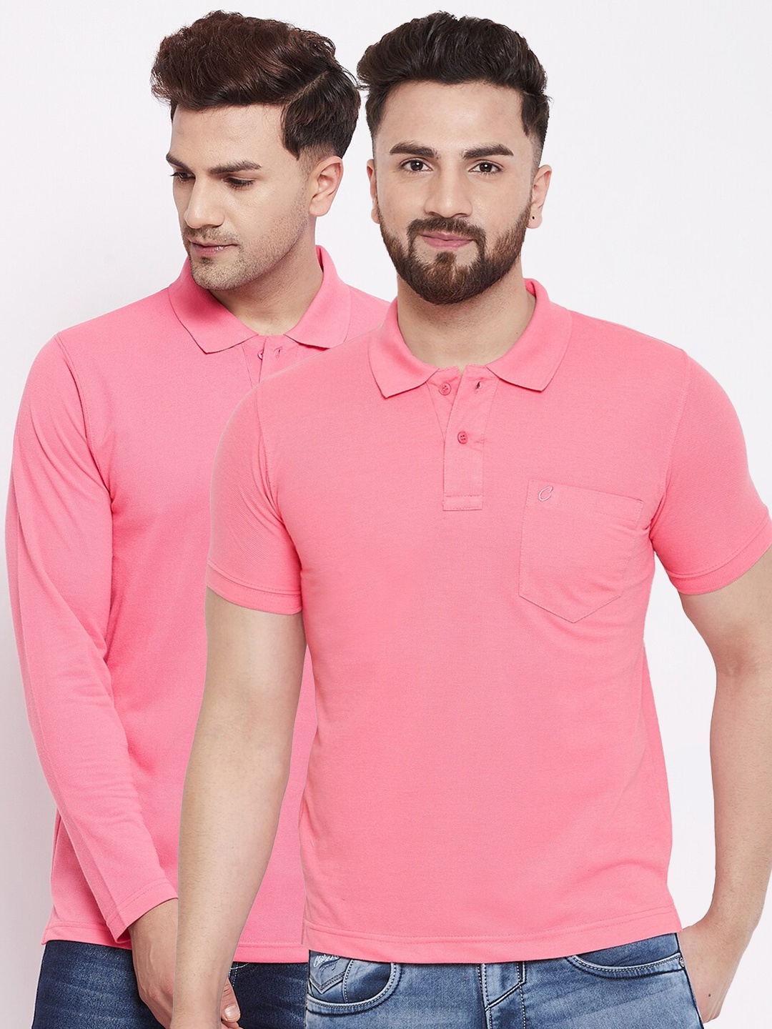 

Camey Men Pink Polo Collar T-shirt