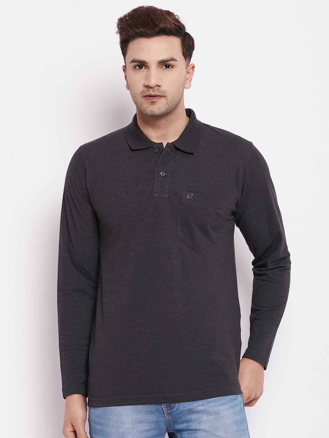 

Camey Men Brown Polo Collar Cotton T-shirt