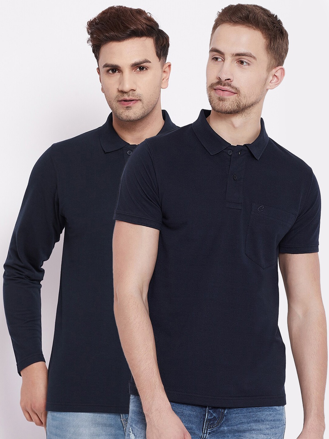 

Camey Men Navy Blue Polo Collar T-shirt