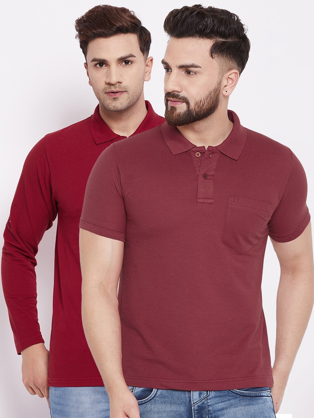 

Camey Men's Cotton Matte Polo Collar T-Shirt, Rust