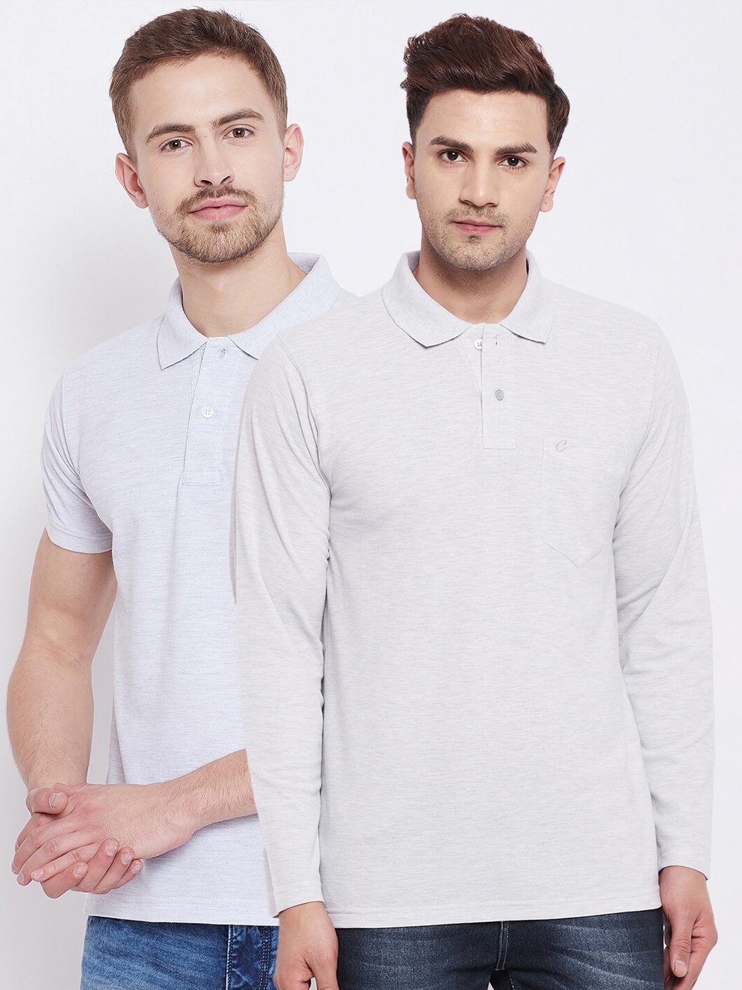 

Camey Men Off White Polo Collar T-shirt