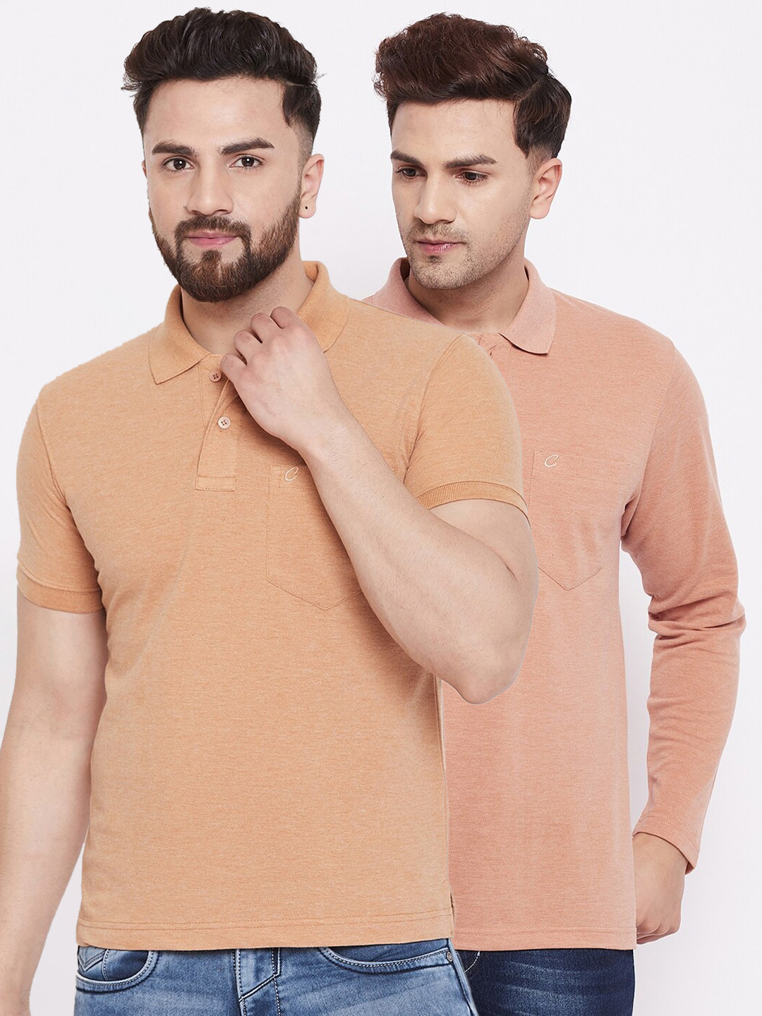 

Camey Men Cream-Coloured Polo Collar T-shirt