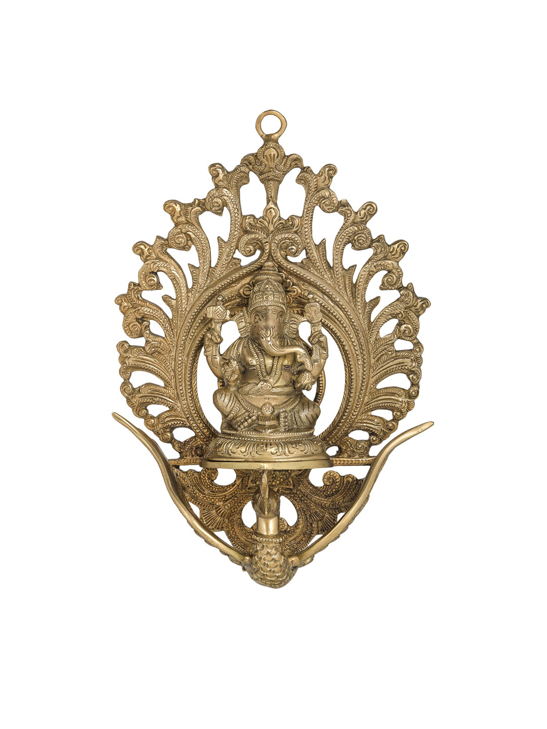 

Exotic India Gold-Toned Solid Lord Ganesha Wall Decor