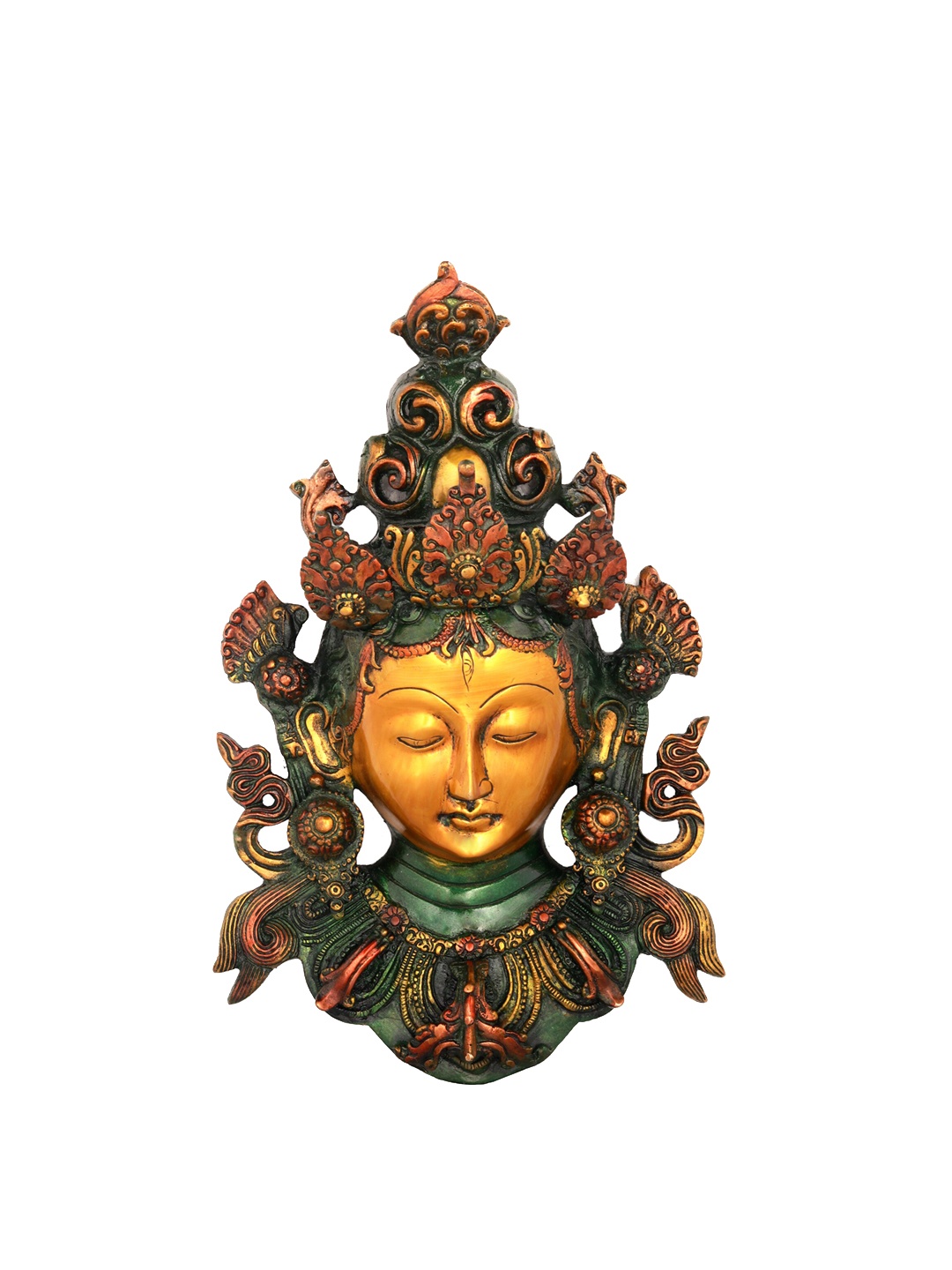 

Exotic India Green Handmade Golden Devi Tara Wall Decor