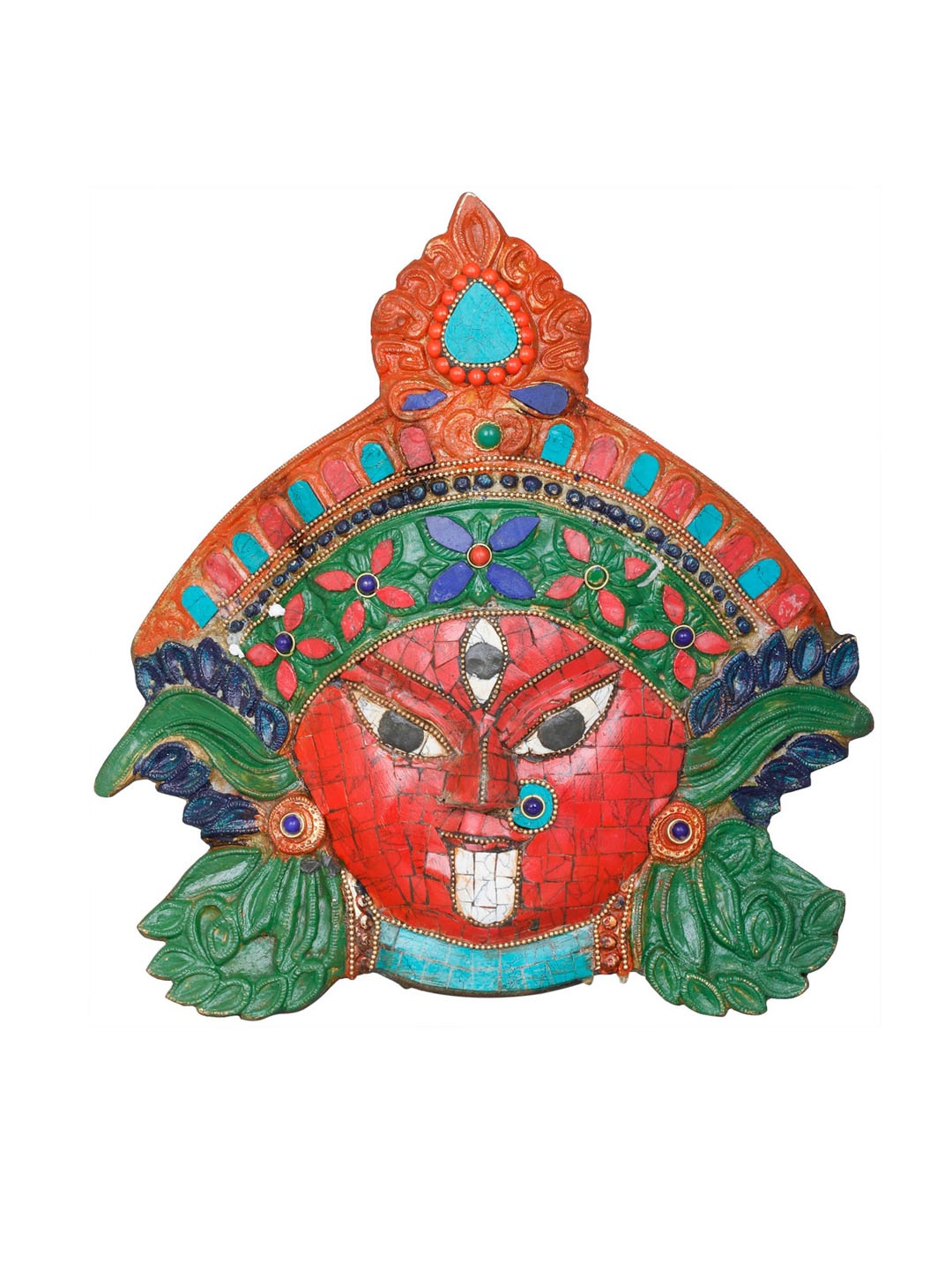 

Exotic India Red Goddess Kali Inlay Mask Wall Decor