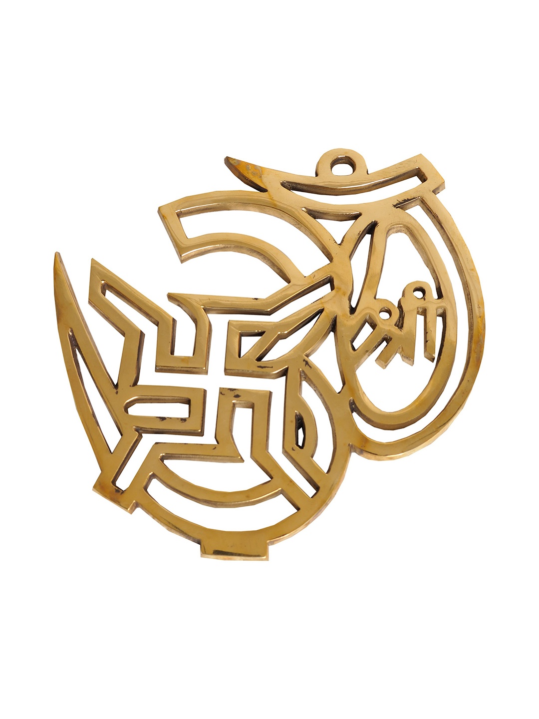 

Exotic India Gold-Toned OM Brass Hanging Wall Decor