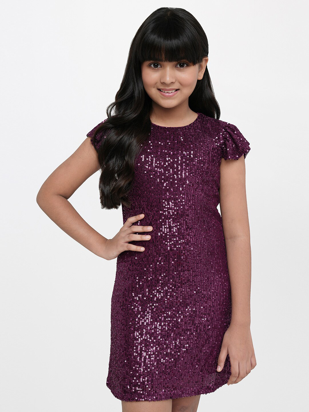 

AND Girls Purple Embellished Sheath Dress