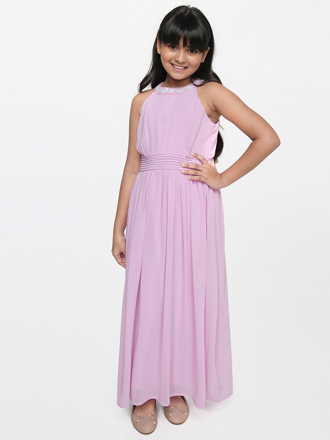 

AND Lavender Polyester Maxi Dress