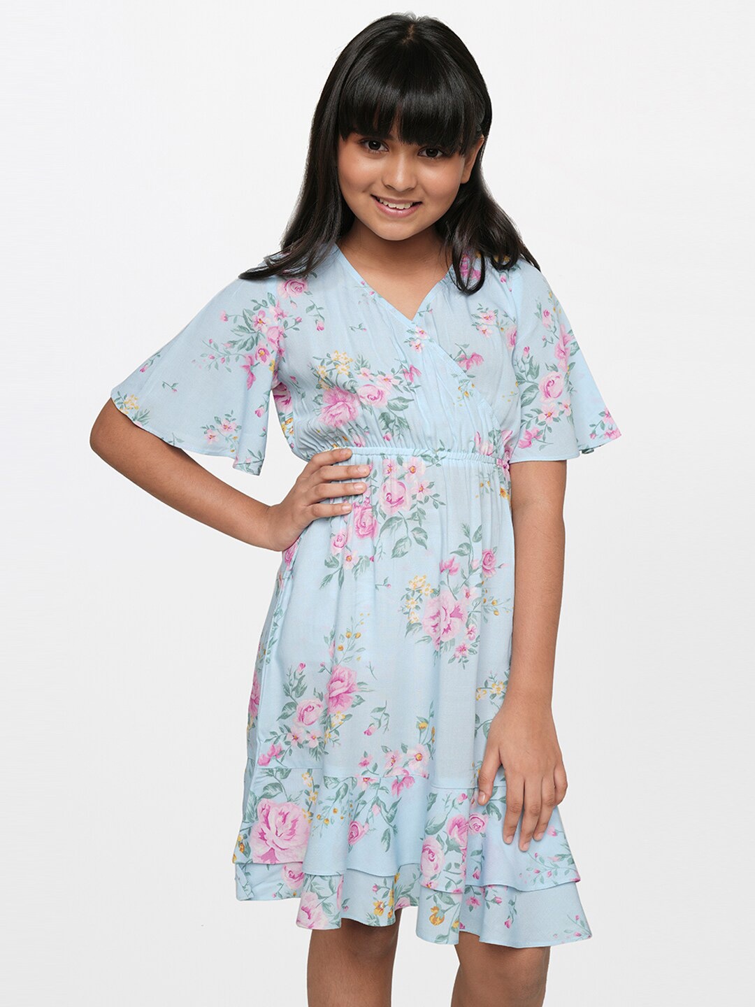 

AND Blue Floral Crepe Dress