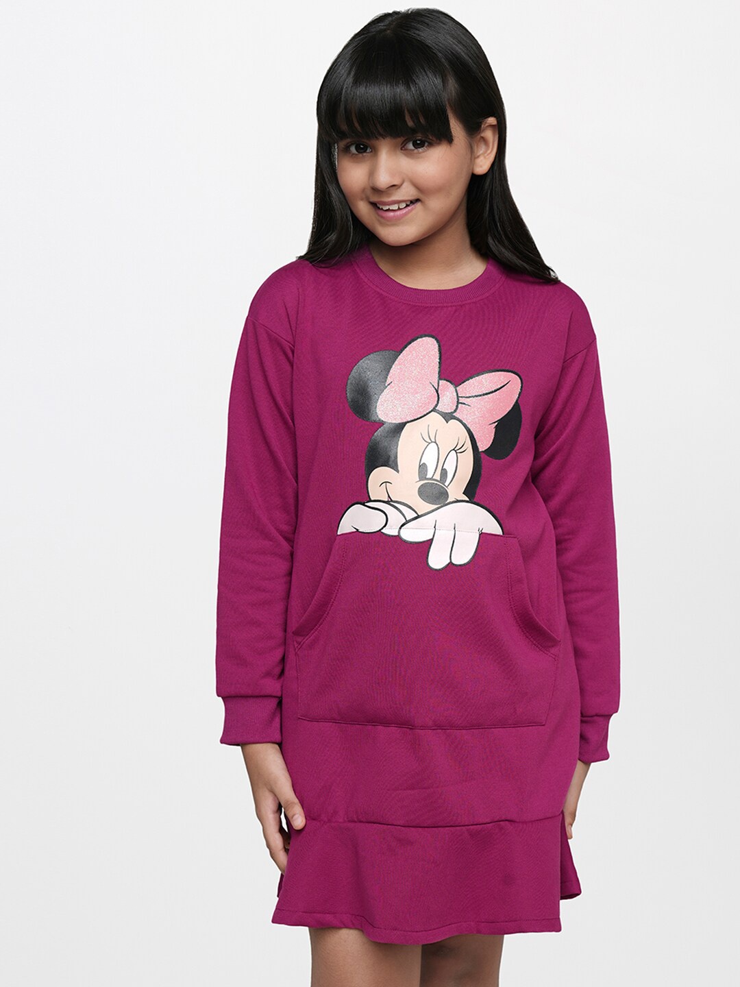 

AND Girls Purple Minnie Mouse Printed jumper Dress