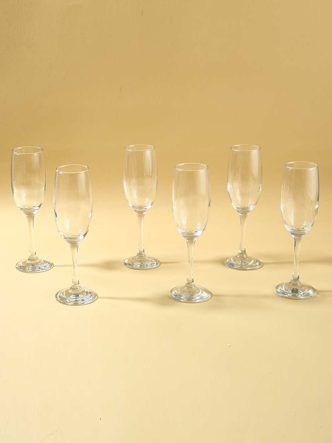

Wonderchef Set Of 6 Transparent Solid Champagne Flute Glasses