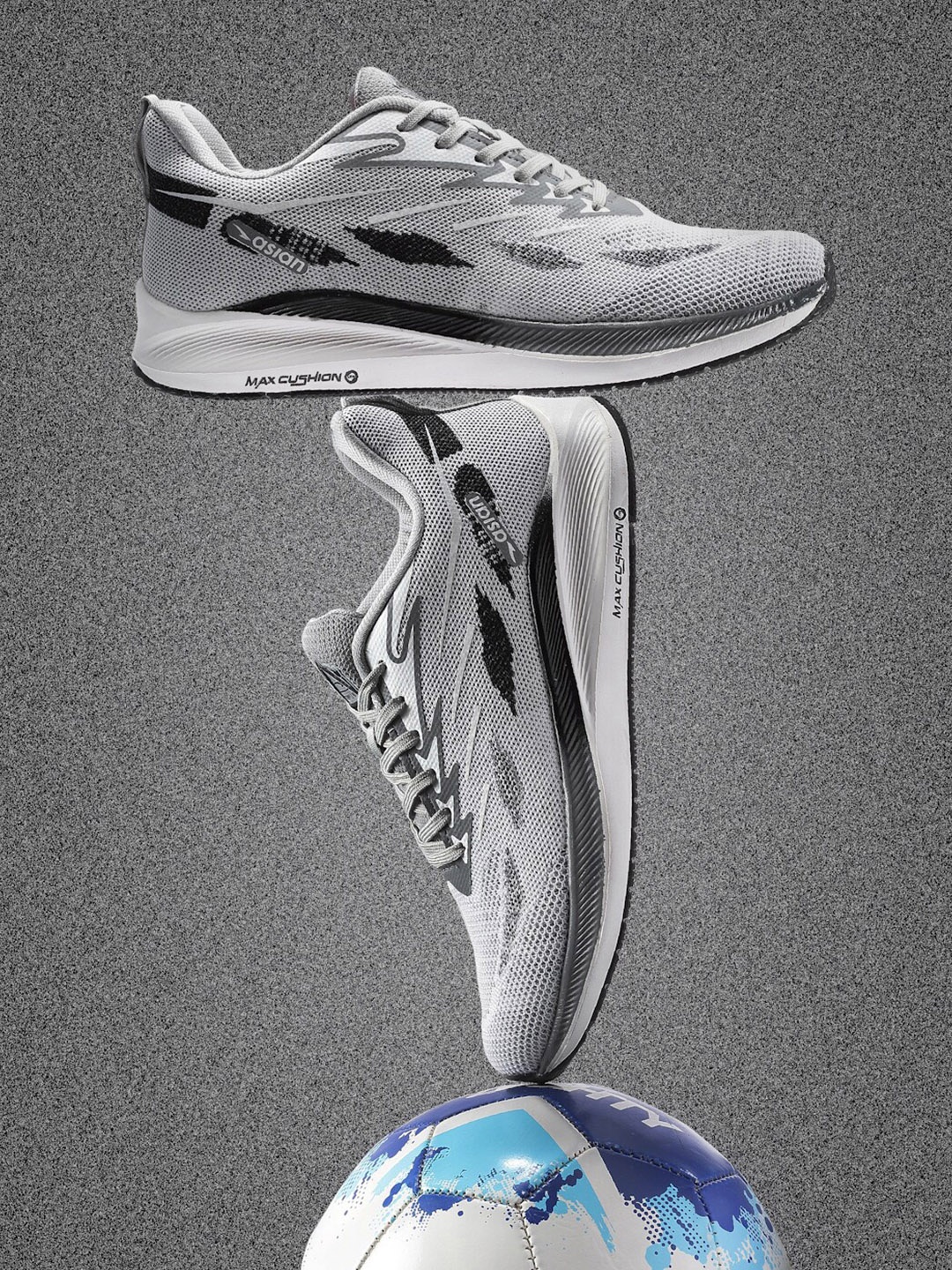 

ASIAN Men White & Grey Mesh Running Non-Marking Shoes