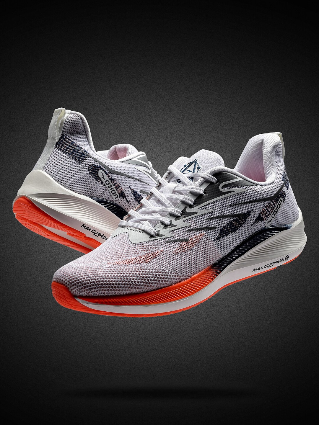 

ASIAN Men White & Orange Mesh Running Non-Marking Shoes