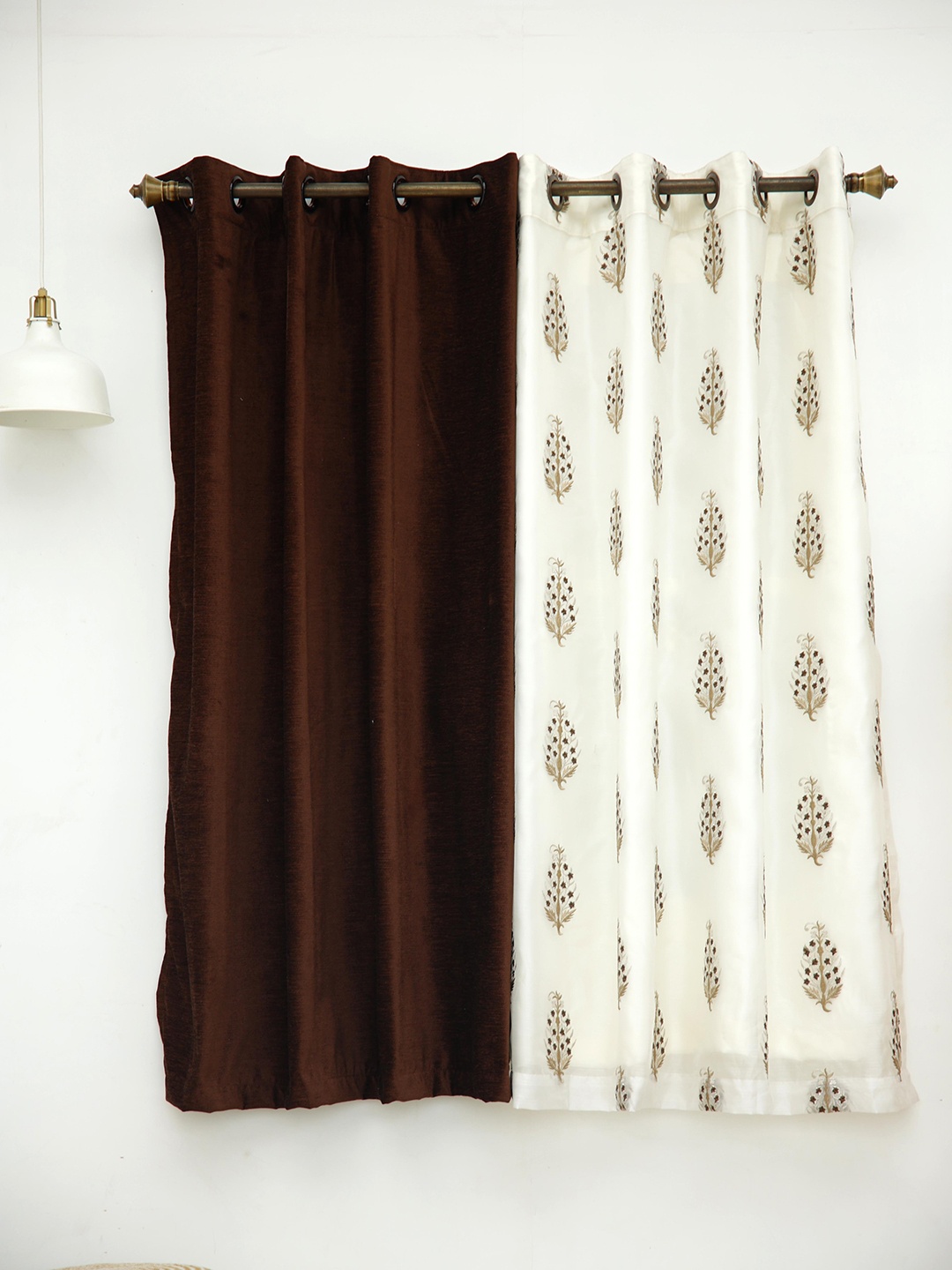 

Ariana Cream & Maroon Set of 2 Window Curtains