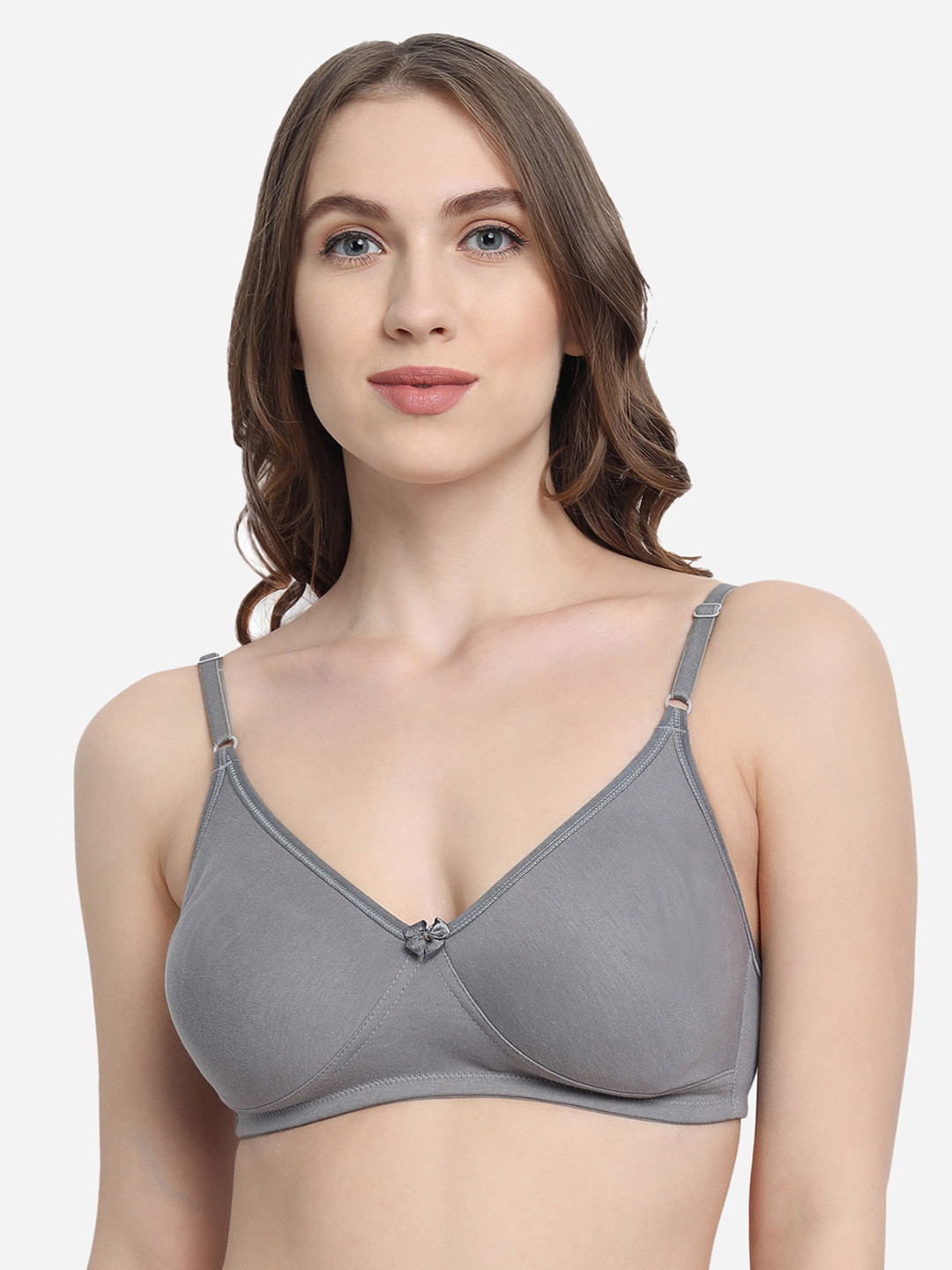 

VStar Grey Non Padded Cotton Seamless Everyday Bra JANET-B-SILVERGREY-GREY
