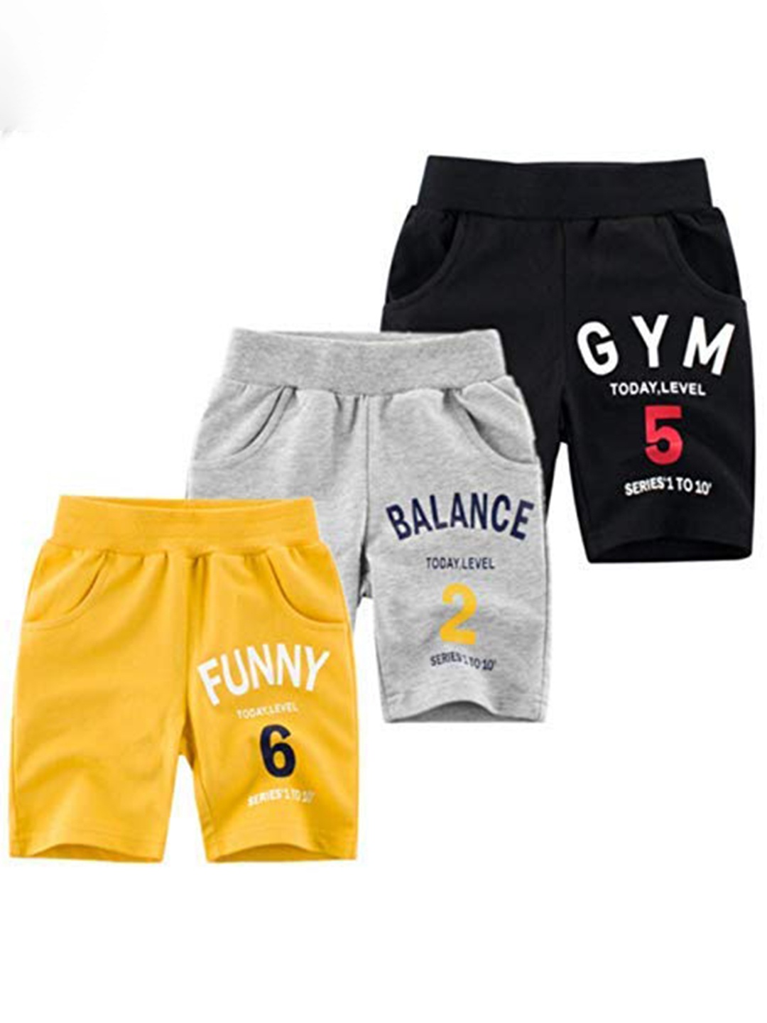 

KYDA KIDS Boys Pack of 3 Yellow Pure Cotton Printed Shorts