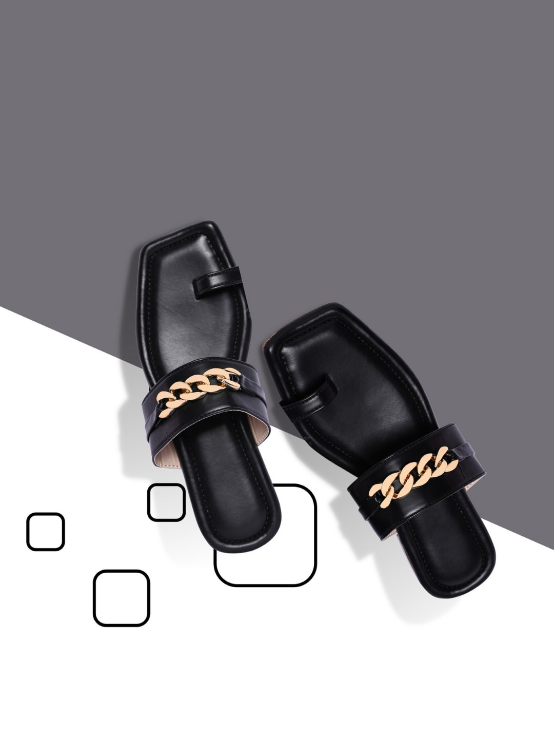 

PERY PAO Women Black Open Toe Flats