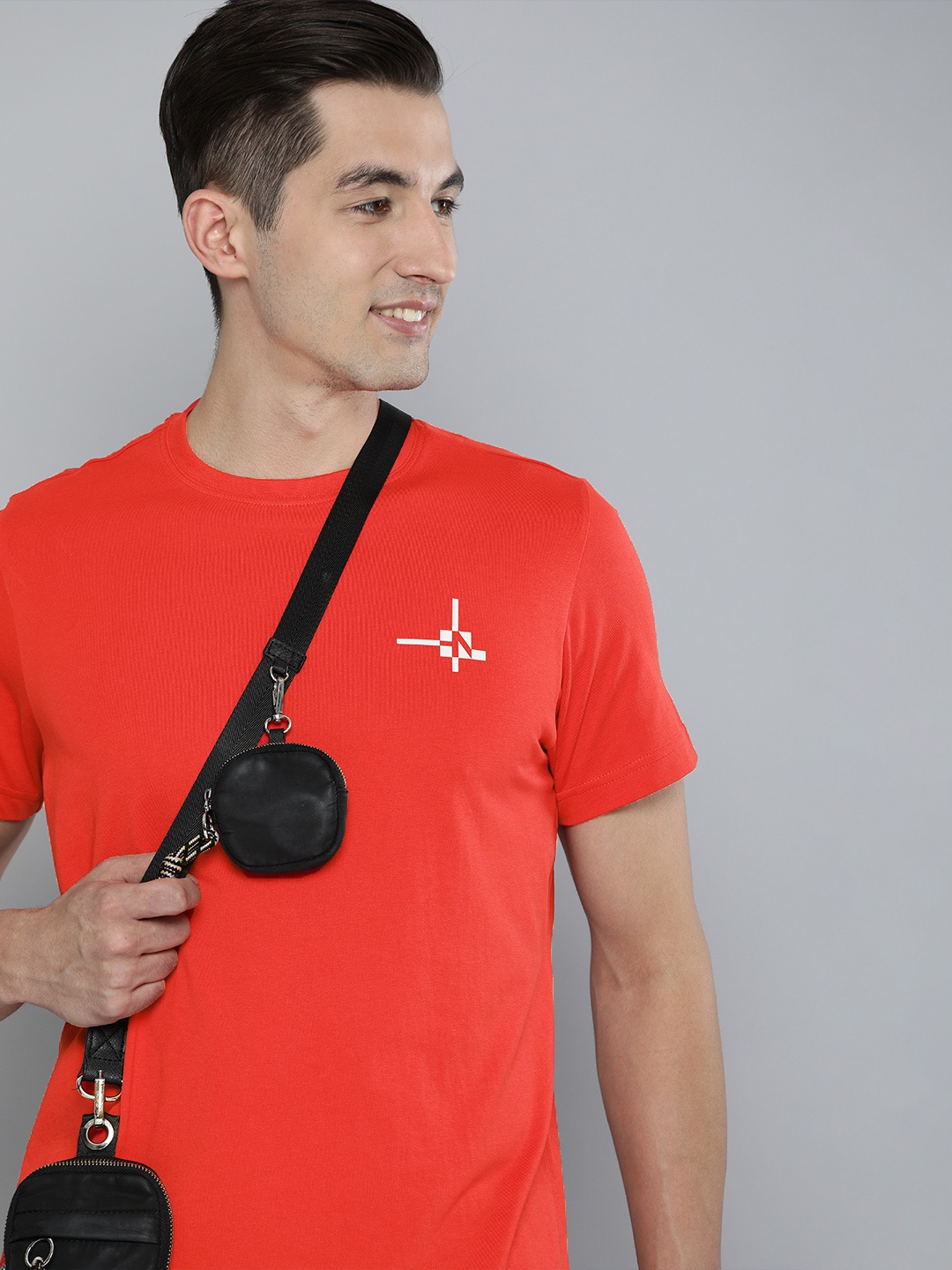 

HERE&NOW Men Red Pure Cotton T-shirt
