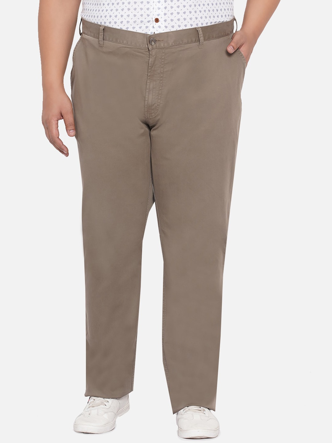 

Santonio Men Plus size Pure cotton Grey Relaxed Straight Leg Easy Wash Trousers