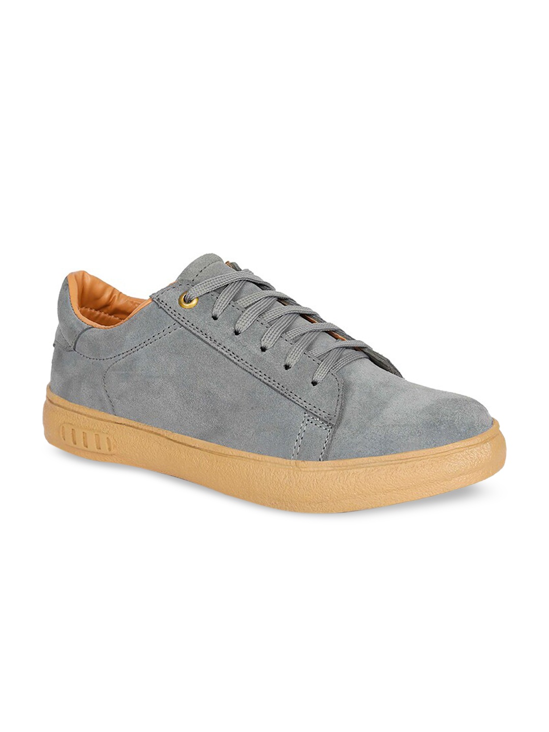 

FOUR STAR TRUCK SALES Men Grey Perforations Suede Sneakers