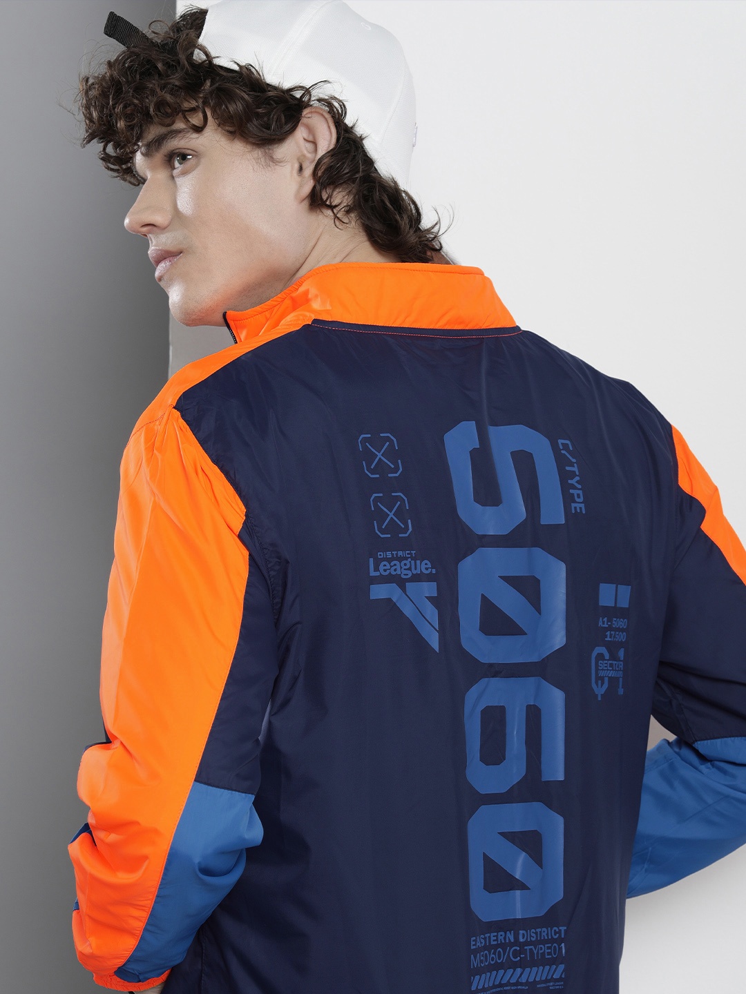

The Indian Garage Co Men Typography Bomber Jacket, Navy blue