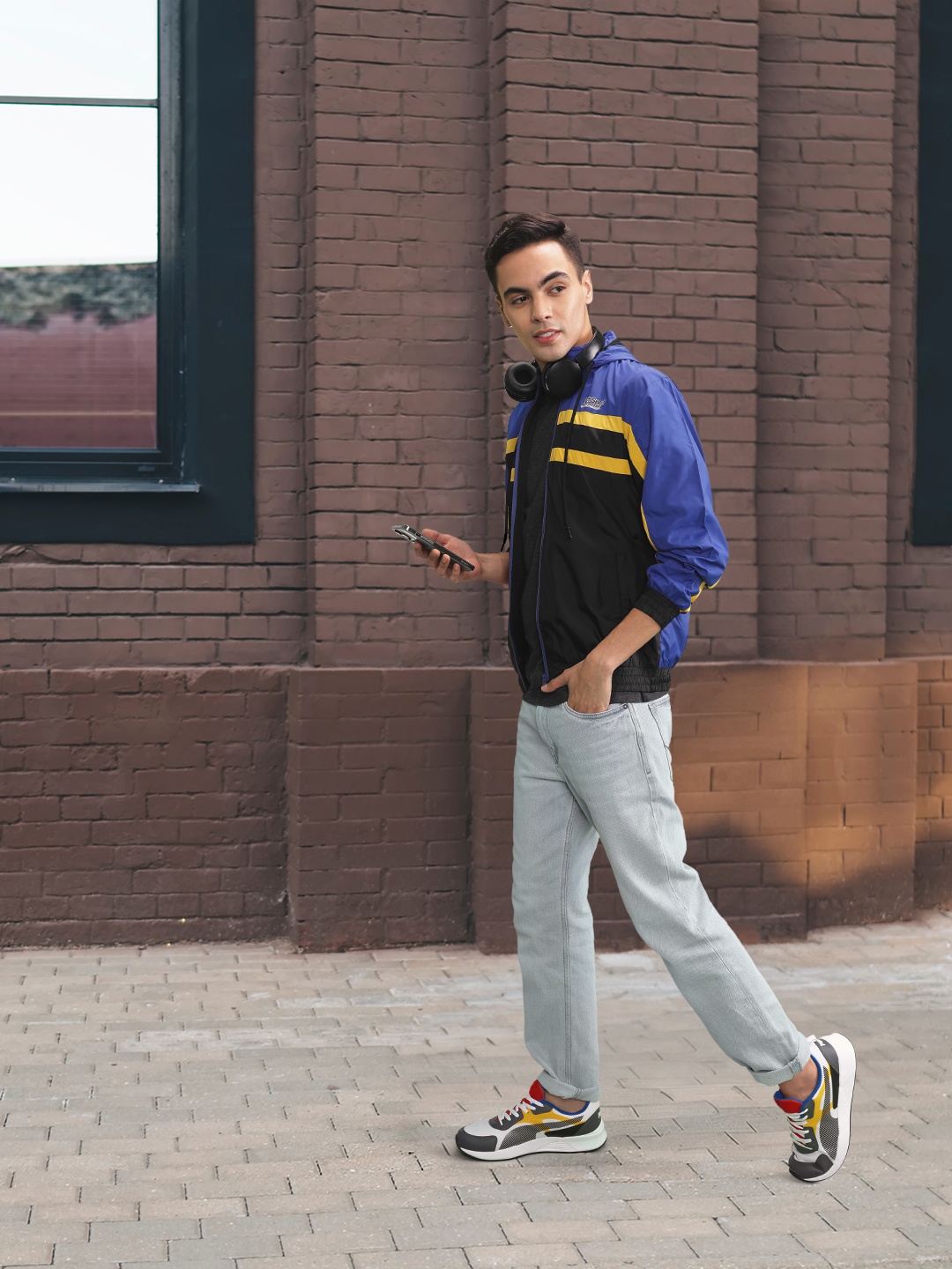 

The Indian Garage Co Men Colourblocked Windcheater Outdoor Sporty Jacket, Blue