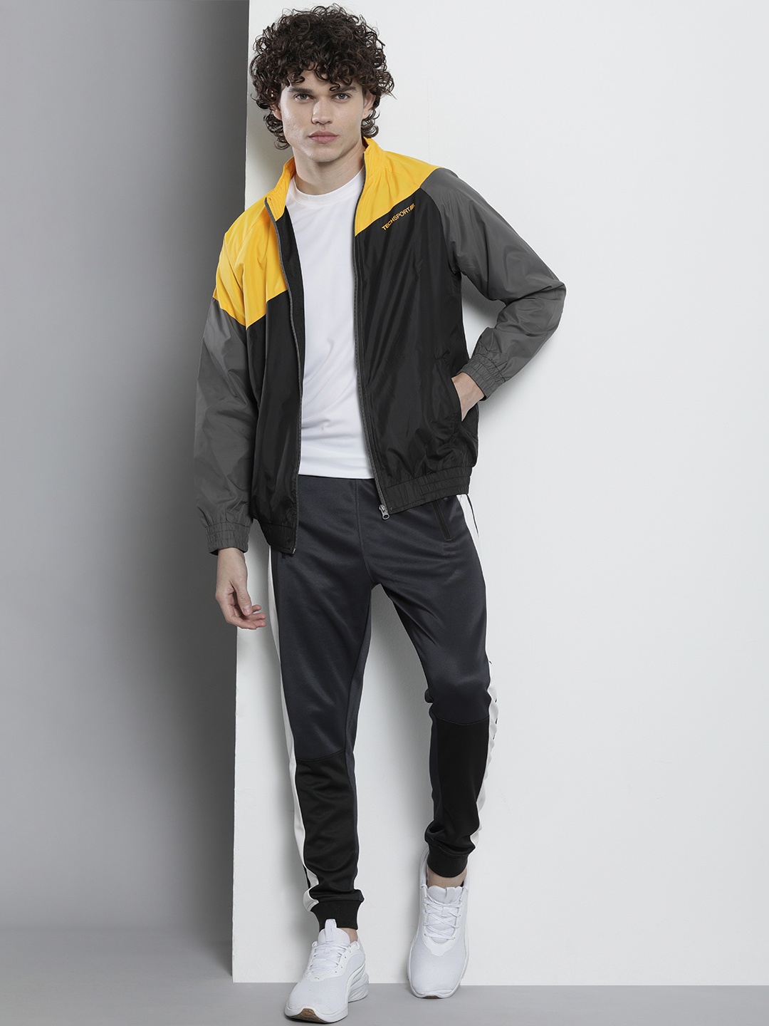 

The Indian Garage Co Men Colourblocked Bomber Jacket, Yellow