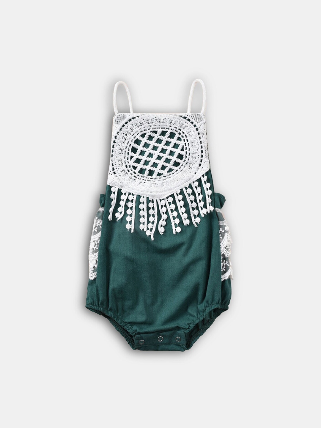 

Hopscotch Infant Girls Green Solid Applique Bodysuit