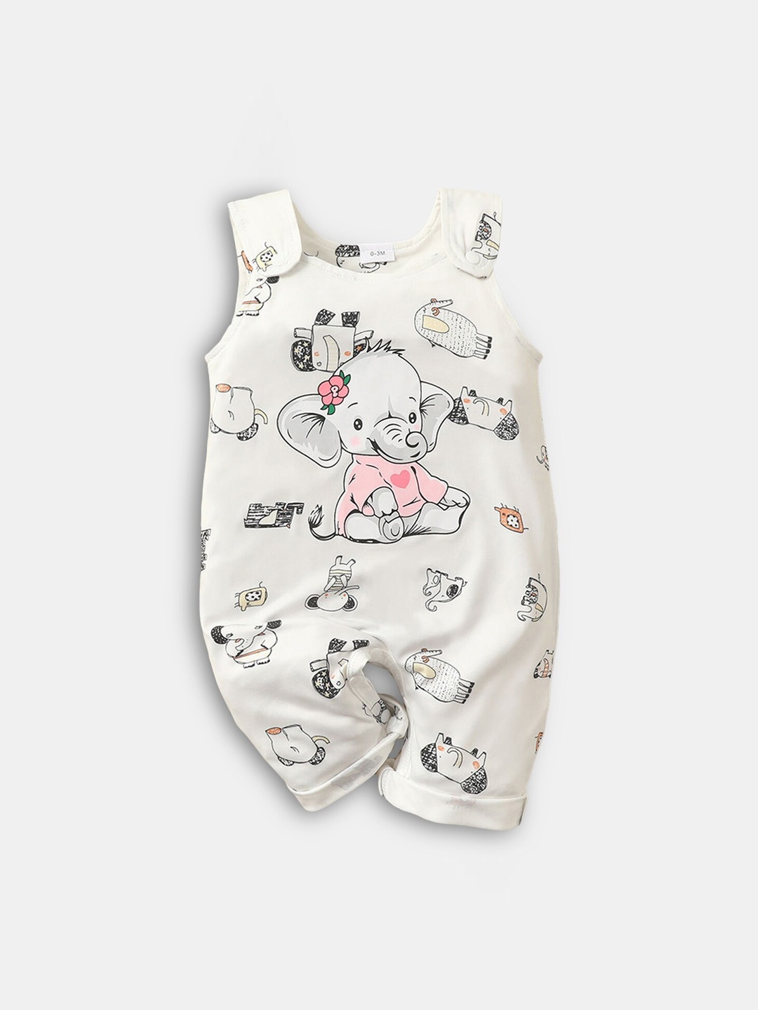 

Hopscotch Girls White Printed Rompers