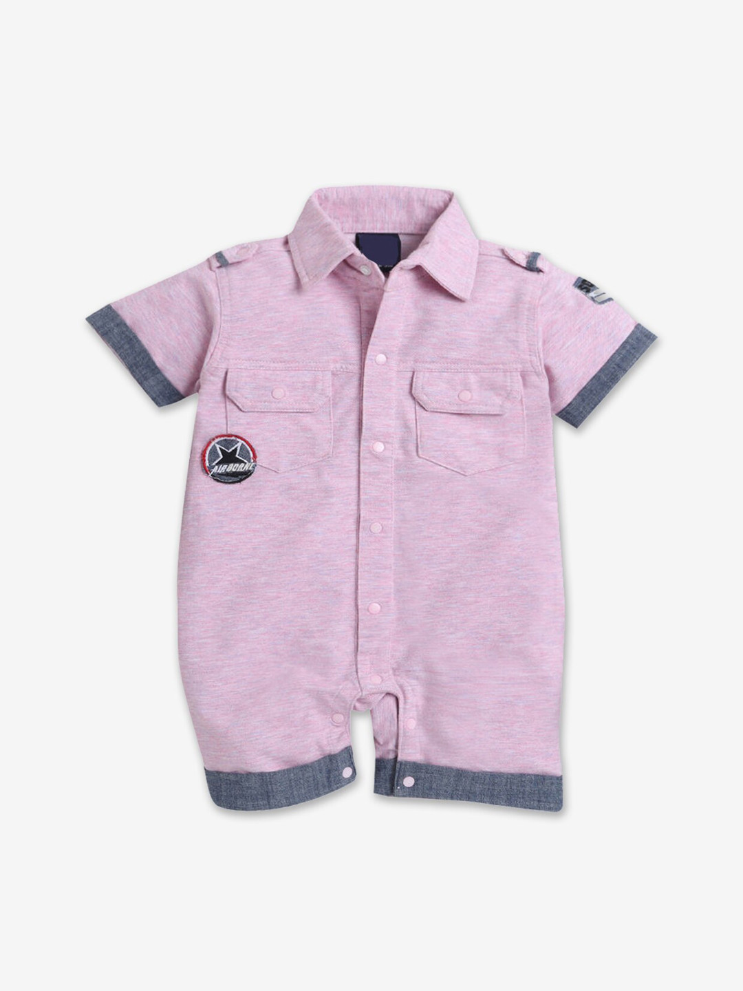 

Hopscotch Boys Pink Solid Pure Cotton Rompers