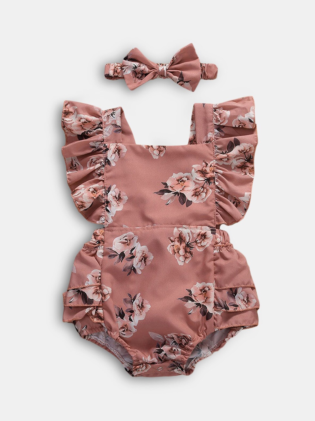 

Hopscotch Girls Taupe Printed Bodysuit