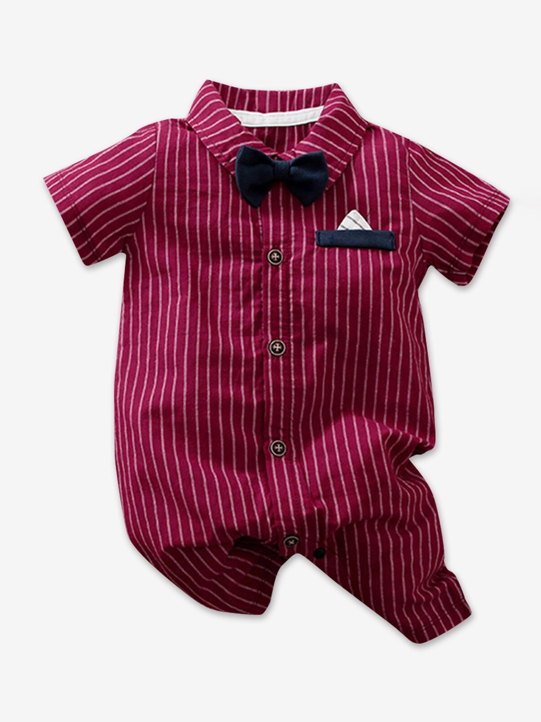 

Hopscotch Boys Red Striped Romper, Maroon