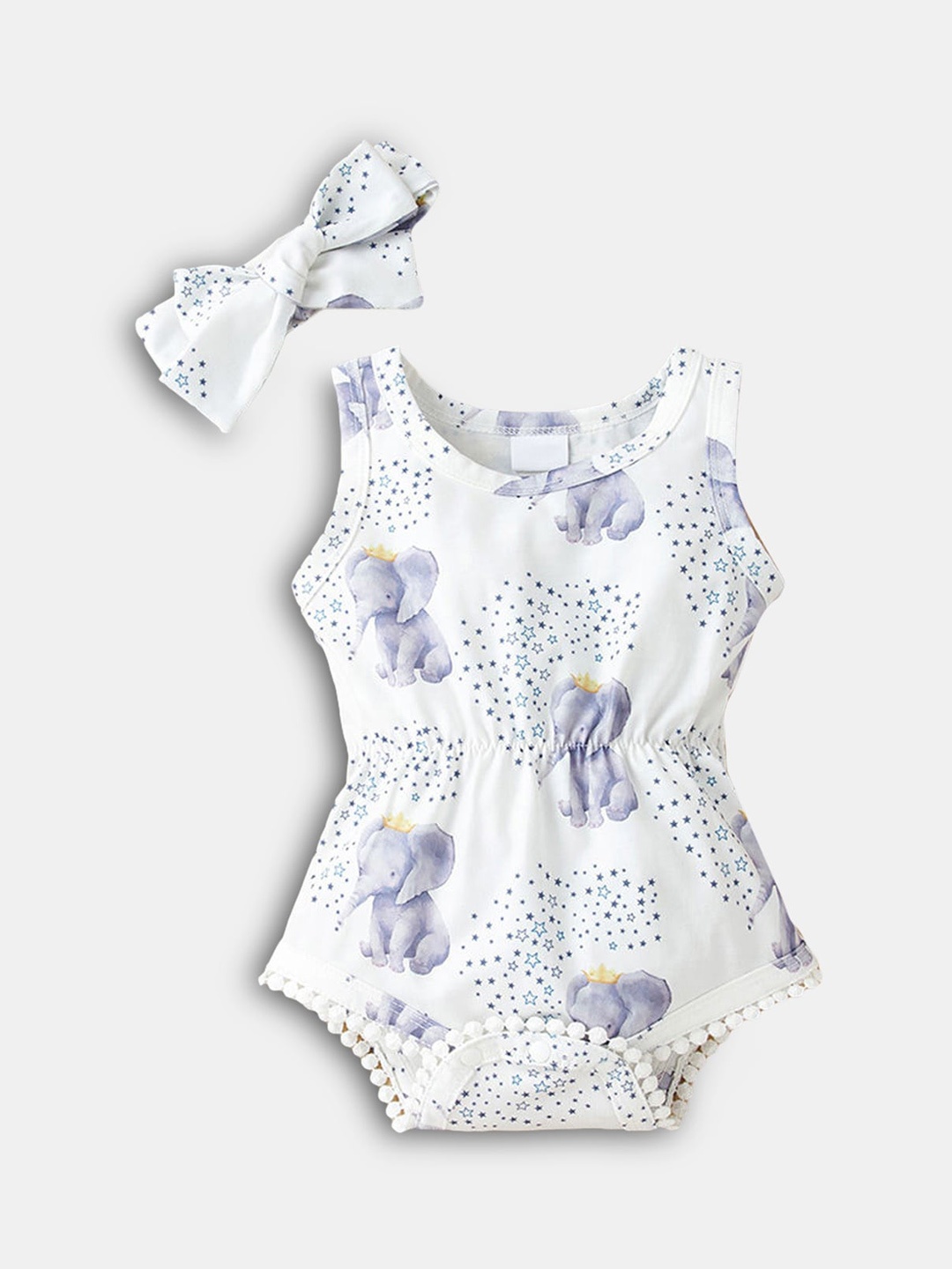 

Hopscotch Infant Girls Blue Animal Printed Romper