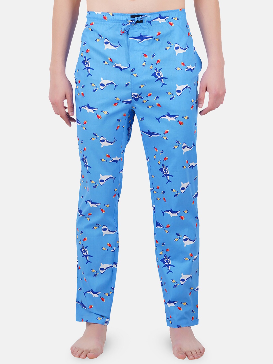 

SMUGGLERZ INC. Men Blue Printed Cotton Lounge Pants