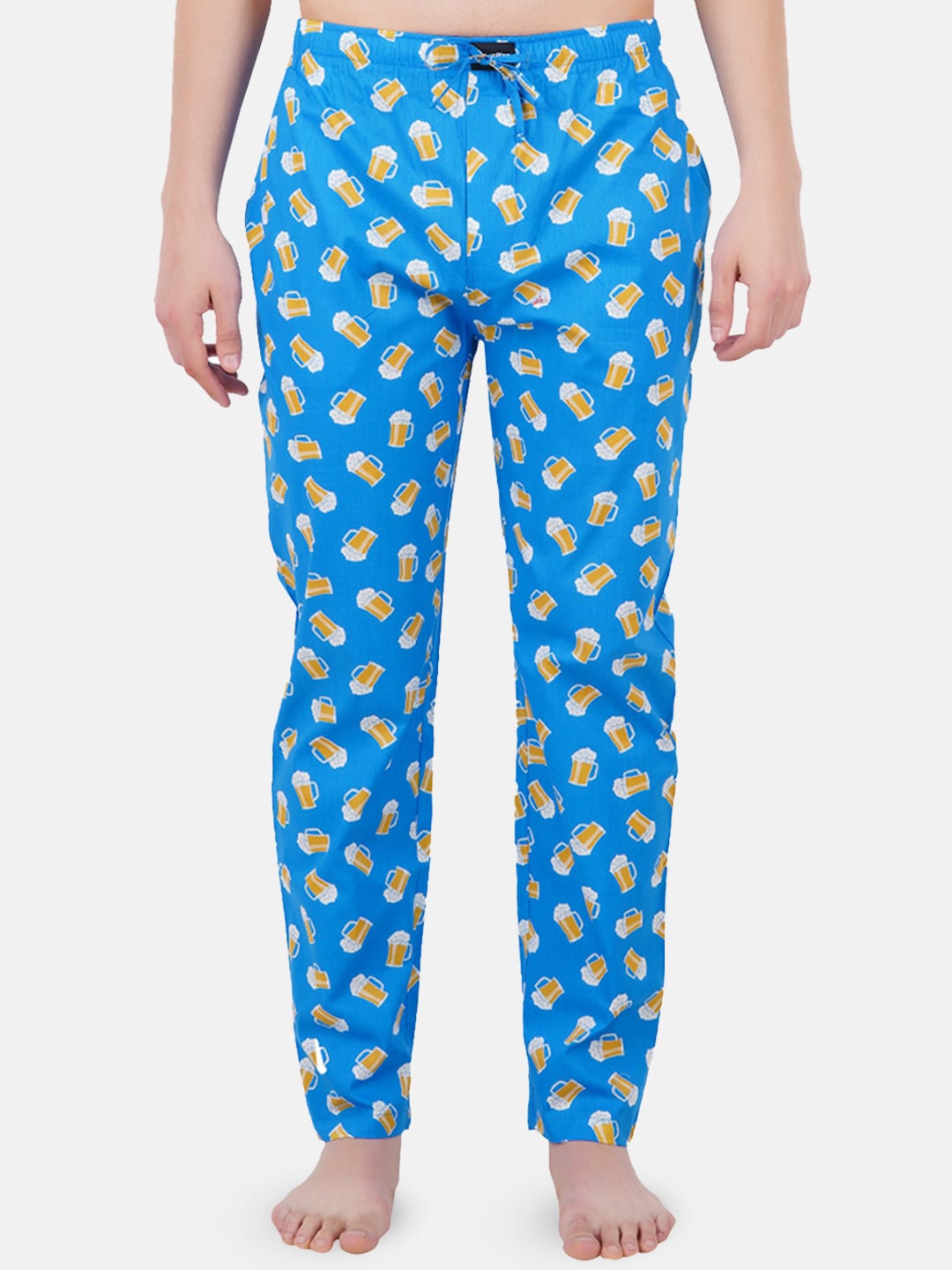 

SMUGGLERZ INC. Men Blue Printed Mid-Rise Cotton Lounge Pants