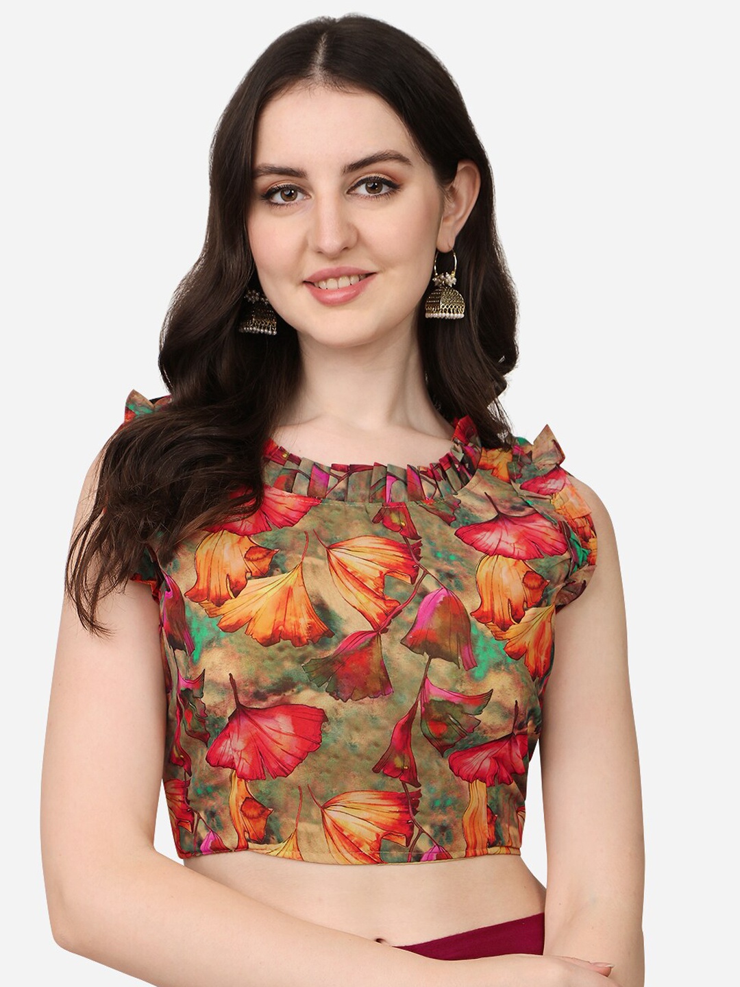 

Sumaira Tex Women Multi Colour Digital Floral Printed Saree Blouse