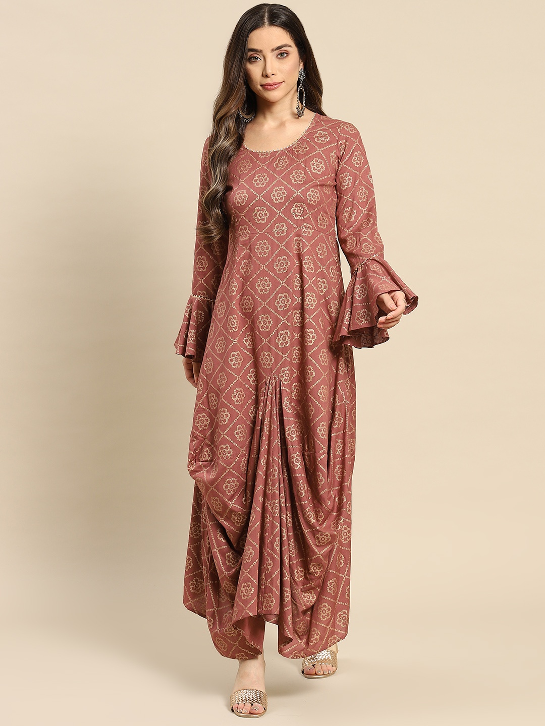 

MABISH by Sonal Jain Printed Maxi Ethnic Dress, Rose