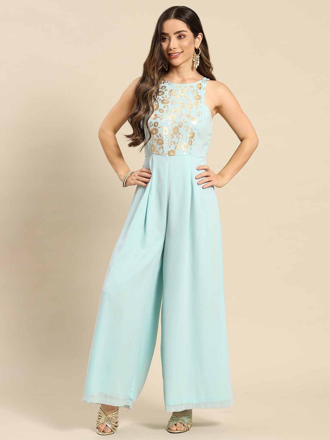 

MABISH by Sonal Jain Blue Printed Basic Jumpsuit