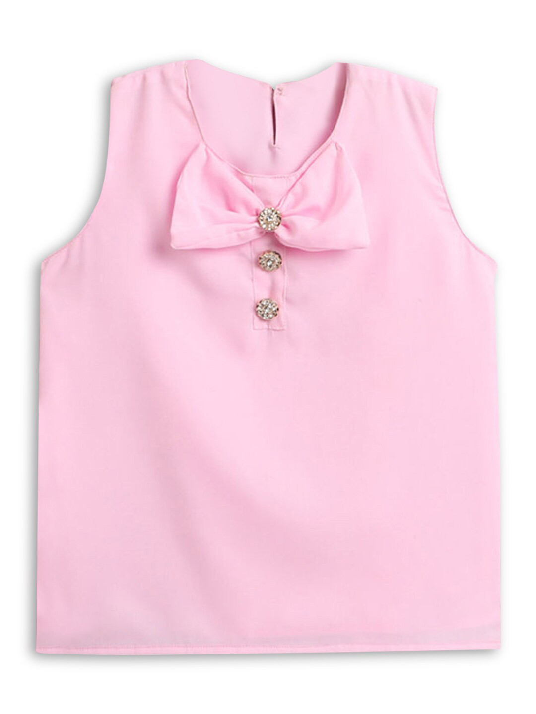 

Hopscotch Girls Pink Solid Sleeveless Top With Bows