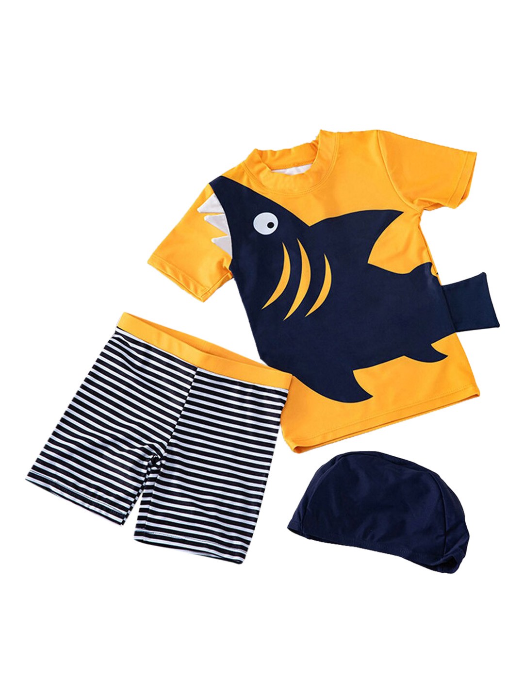 

Hopscotch Boys Yellow & Navy Blue Printed Swim Set
