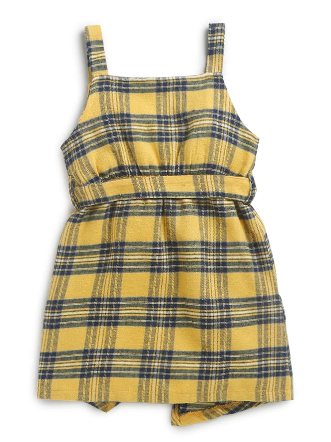 

Hopscotch Yellow Checked A-Line Dress