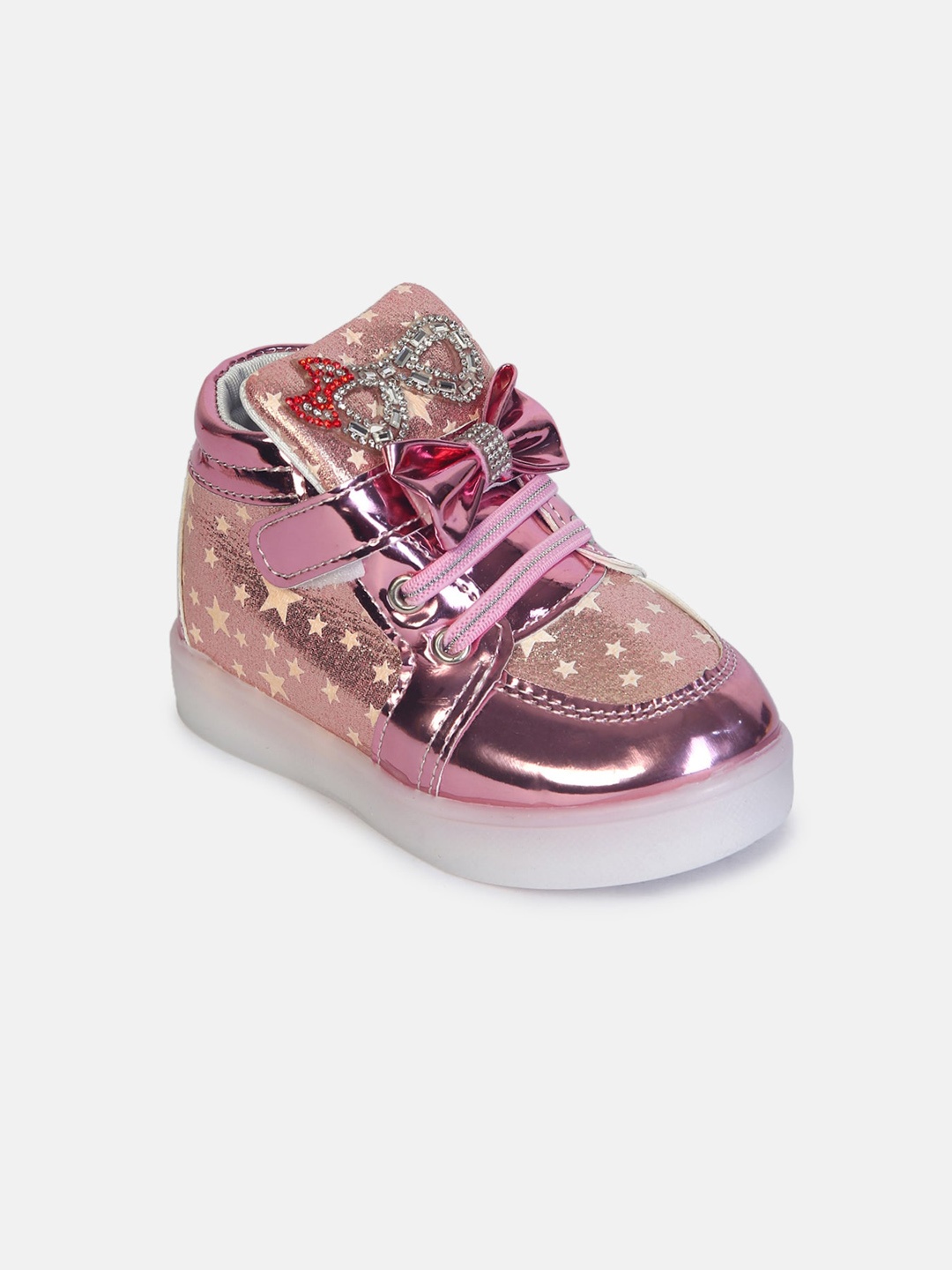 

Hopscotch Girls Pink Printed PU Sneakers