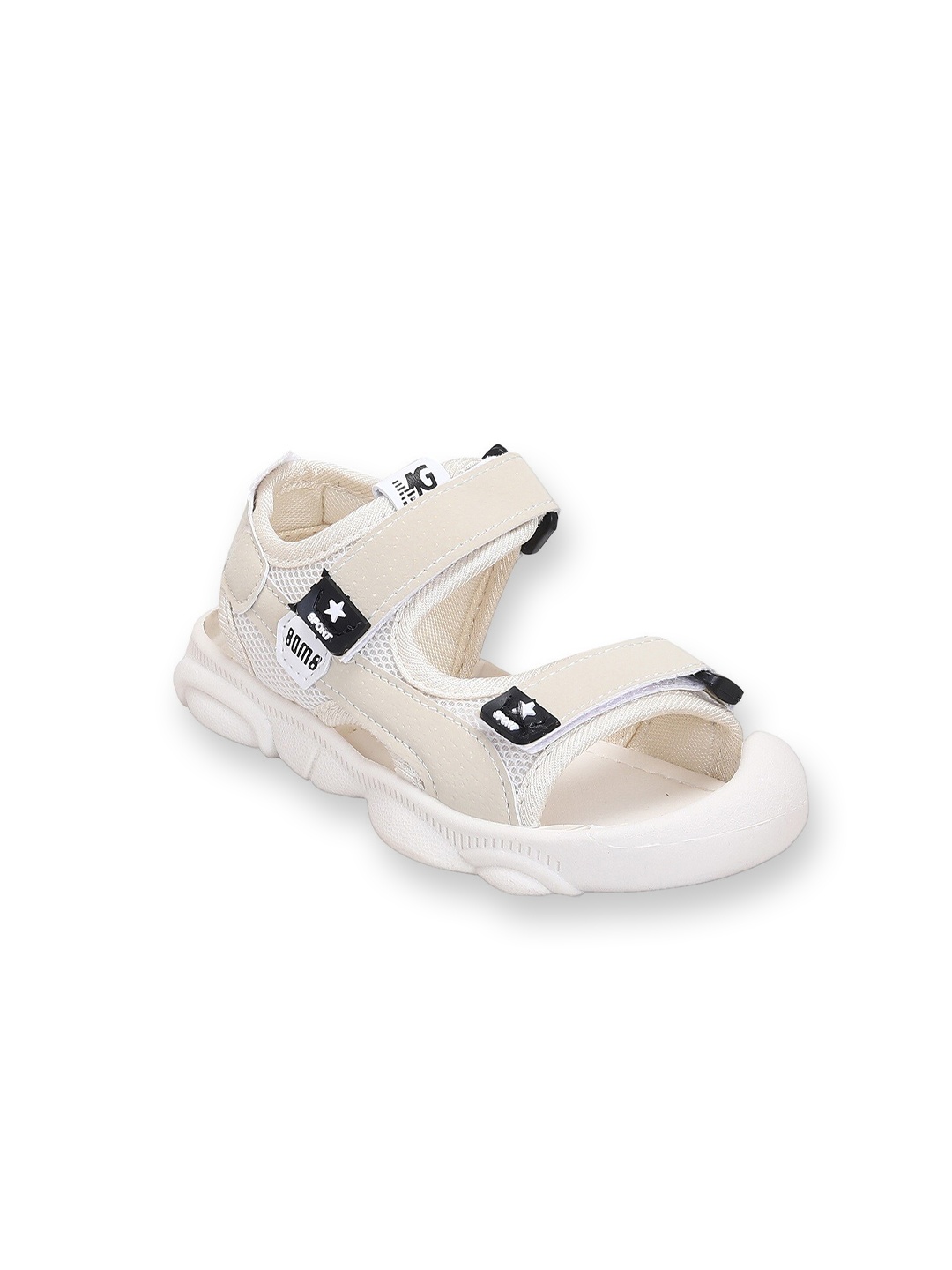 

Hopscotch Unisex Kids White & Black PU Comfort Sandals