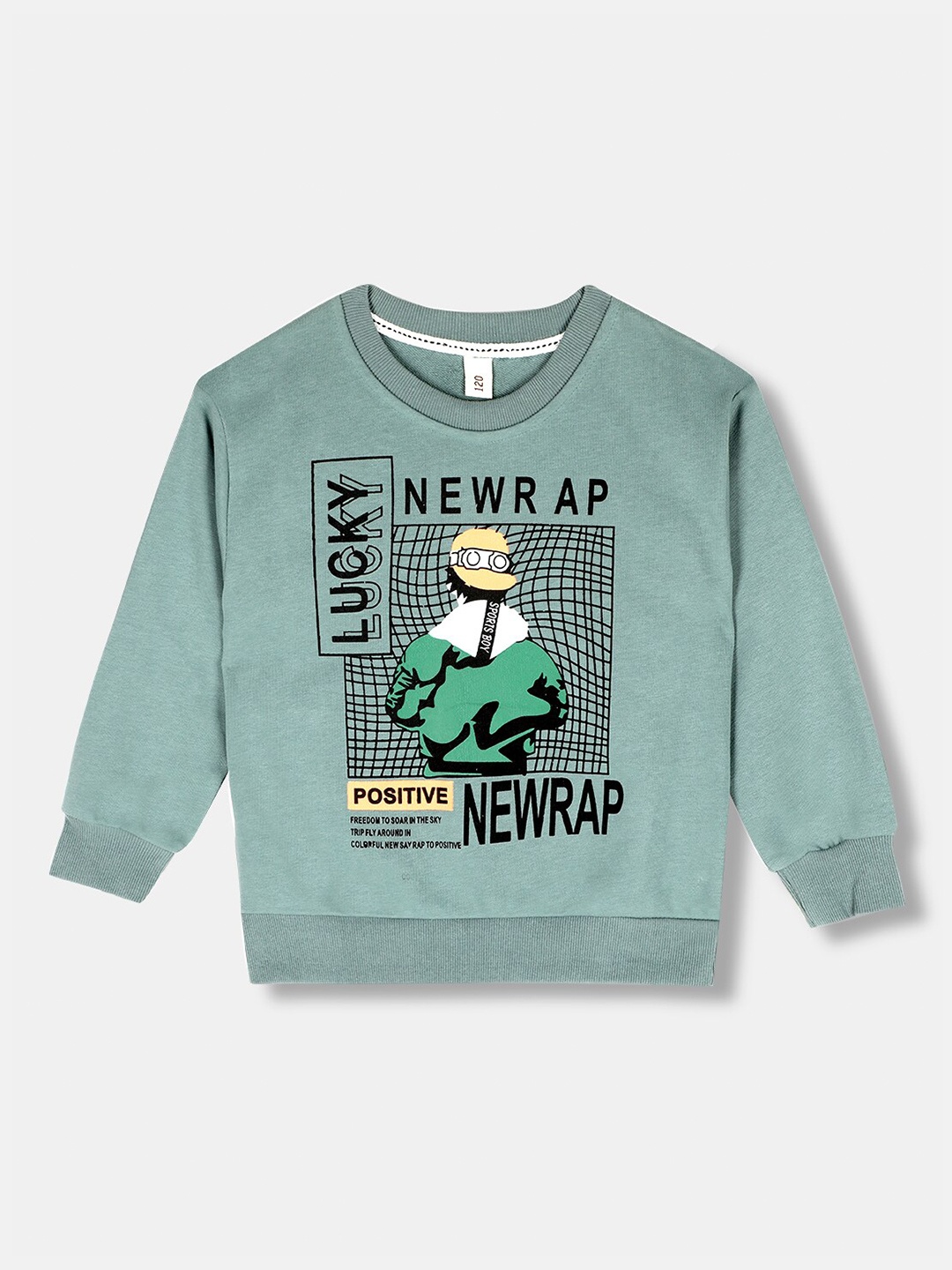 

Hopscotch Boys Turquoise Blue Printed Sweatshirt