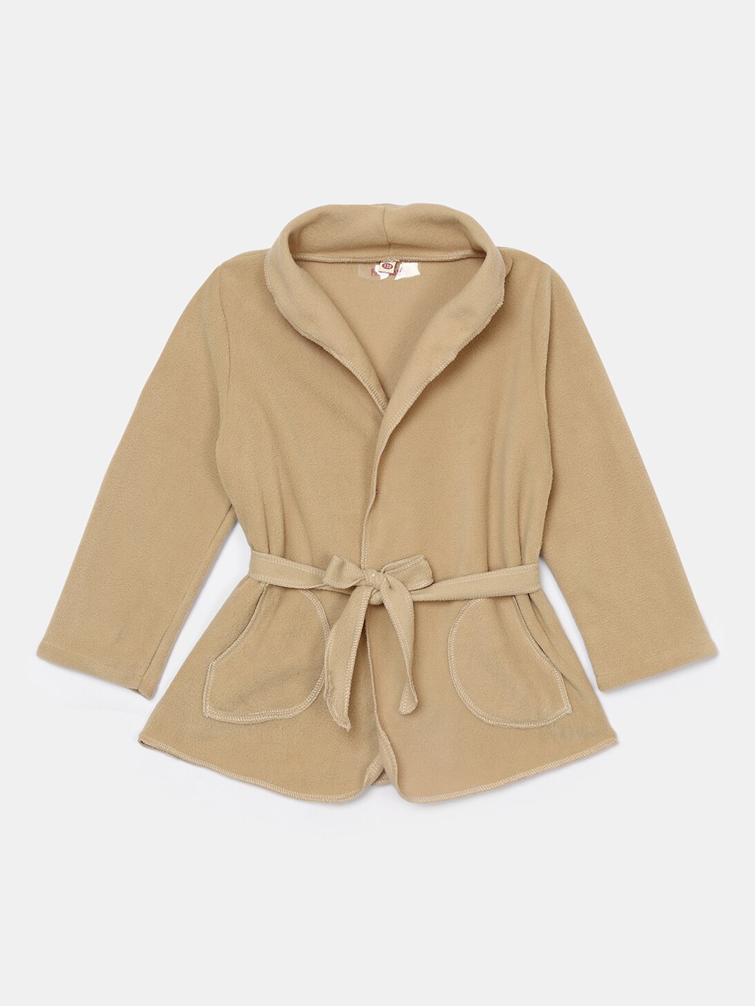 

Hopscotch Girls Beige Solid Pure Cotton Pea Coat