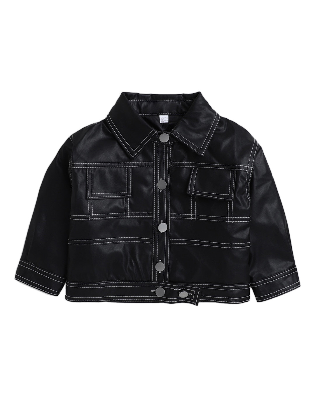 

Hopscotch Boys Black Striped Crop Tailored Jacket with Embroidered