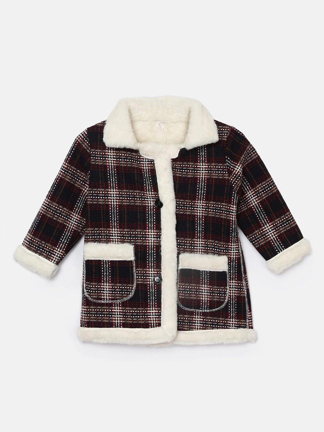 

Hopscotch Girls Brown & White Checked Over Coat